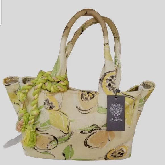 NWT Vince Camuto Amia La Frutta🍋🍏 Print Canvas Shoulder Bag Tote - Picture 4 of 13